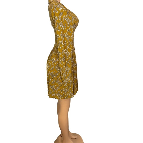 Patrons of Peace High Neck Mustard Yellow Smocked Floral Dress - Picture 7 of 11